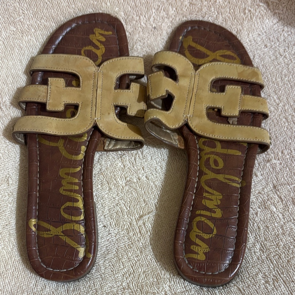 Sam Edelman Beige and Brown Slide Sandals